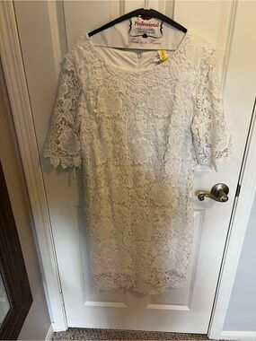 Studio One White Floral Lace Mini Dress